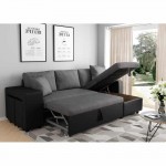 Corner sofa convertible microfiber and imitation Niche on the Left BENTO (Grey, Black)