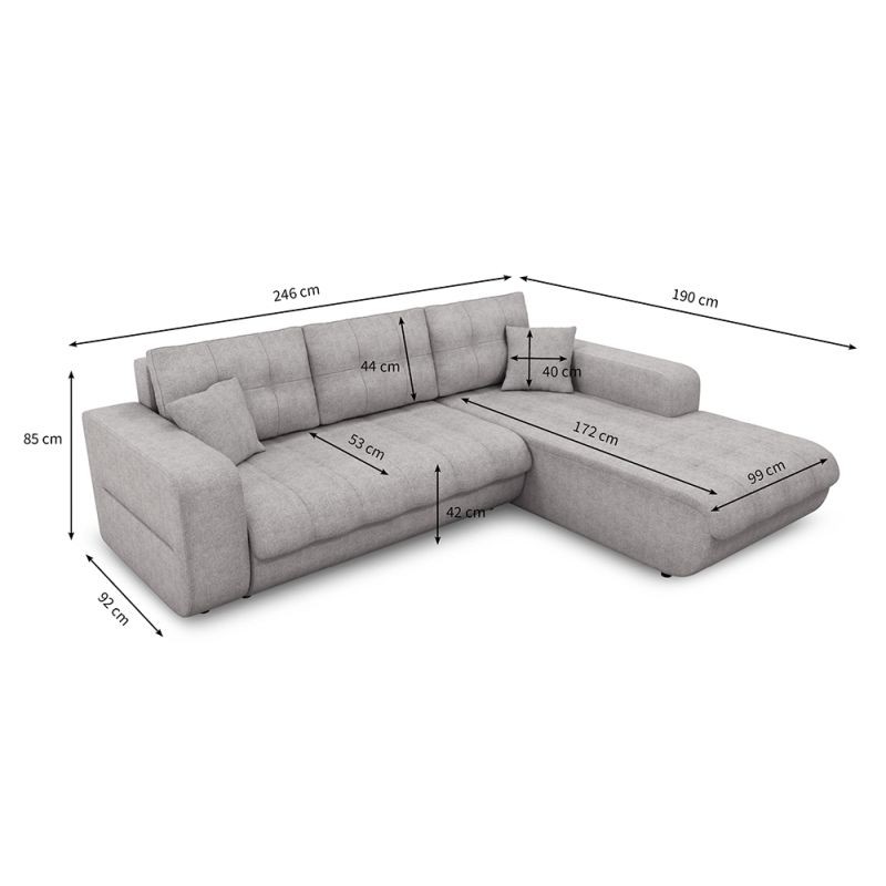 Convertible corner sofa 4 places fabric Right Angle BOND (Light grey) - image 56585