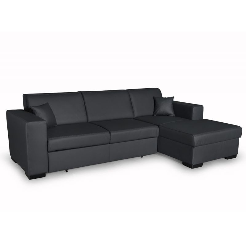 Convertible corner sofa 4 places imitation Right Angle CARIBI (Grey) - image 56646