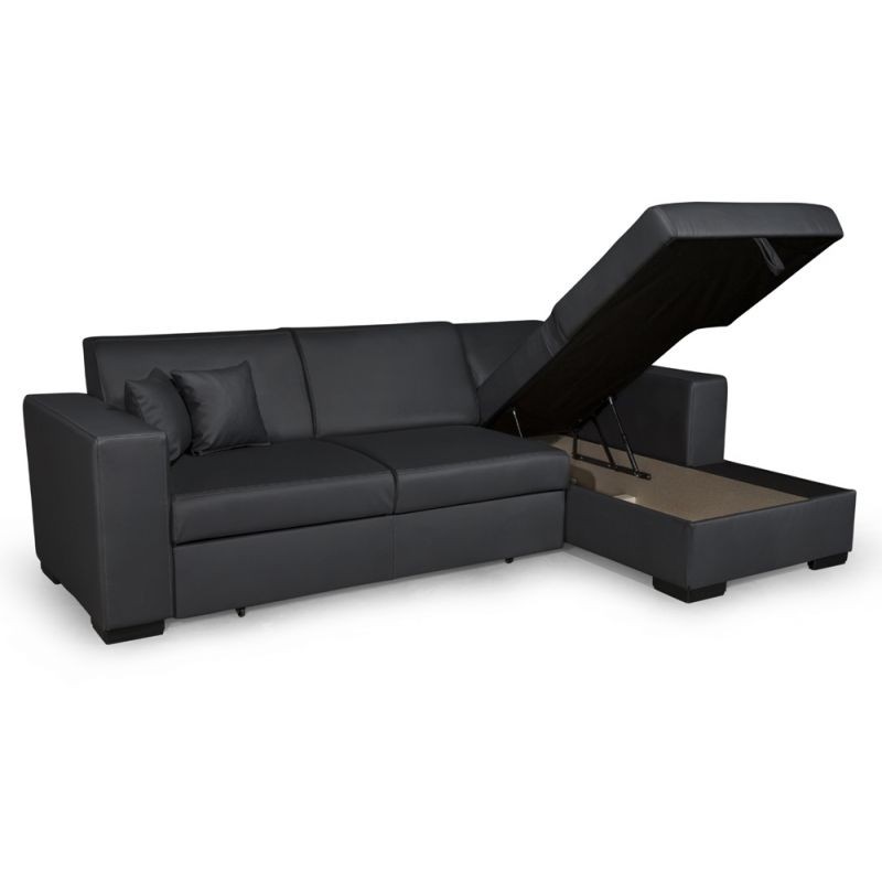 Convertible corner sofa 4 places imitation Right Angle CARIBI (Grey) - image 56649