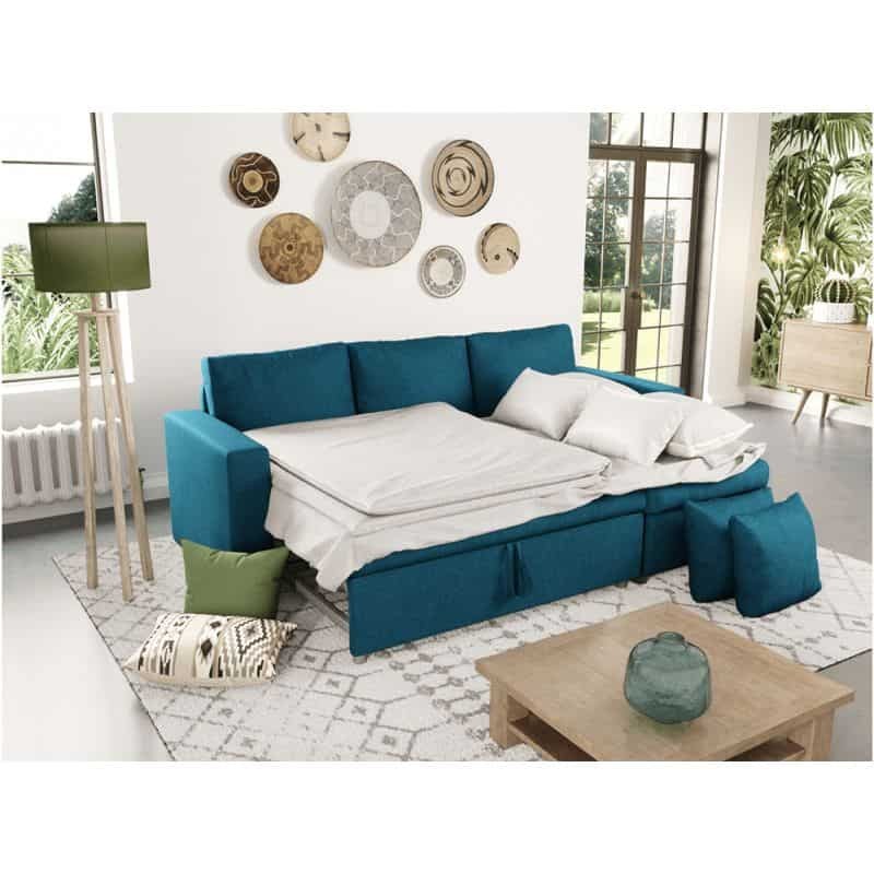 Convertible corner sofa 3 places fabric AMARO (Petrol blue) - image 56677