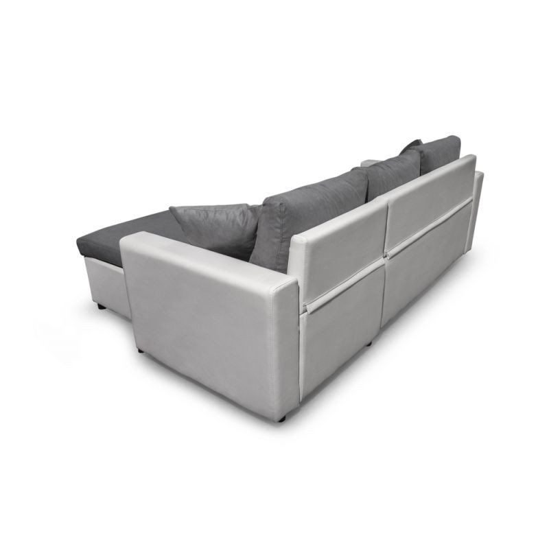 3-seater convertible corner sofa imitation and microfiber AMARO (Grey, white) - image 56719