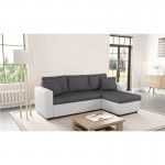 3-seater convertible corner sofa imitation and microfiber AMARO (Grey, white)
