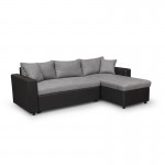 Convertible corner sofa 3 places imitation and microfiber AMARO (Grey, black)