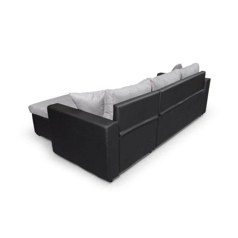 Convertible corner sofa 3 places imitation and microfiber AMARO (Grey, black) - image 56745