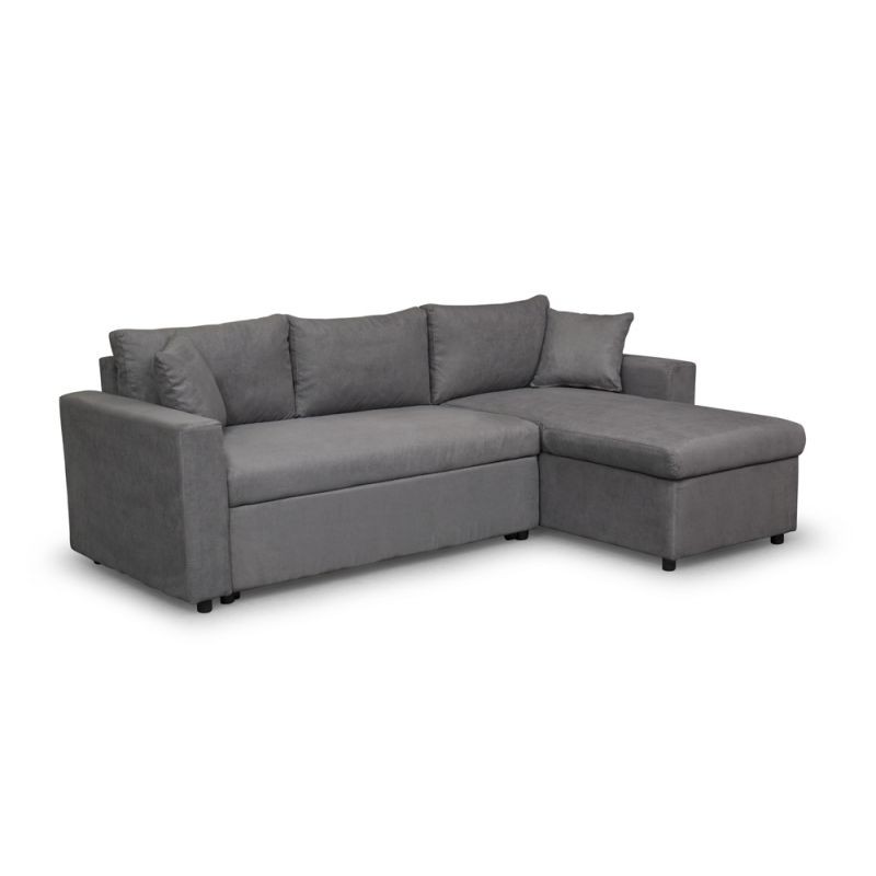 Corner sofa 3 places convertible microfiber AMARO (Grey) - image 56757