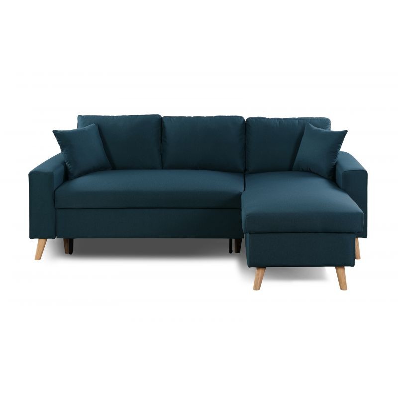 Scandinavian corner sofa convertible 4 places fabric CHOVIN (Petrol blue) - image 56788