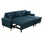 Scandinavian corner sofa convertible 4 places fabric CHOVIN (Petrol blue)