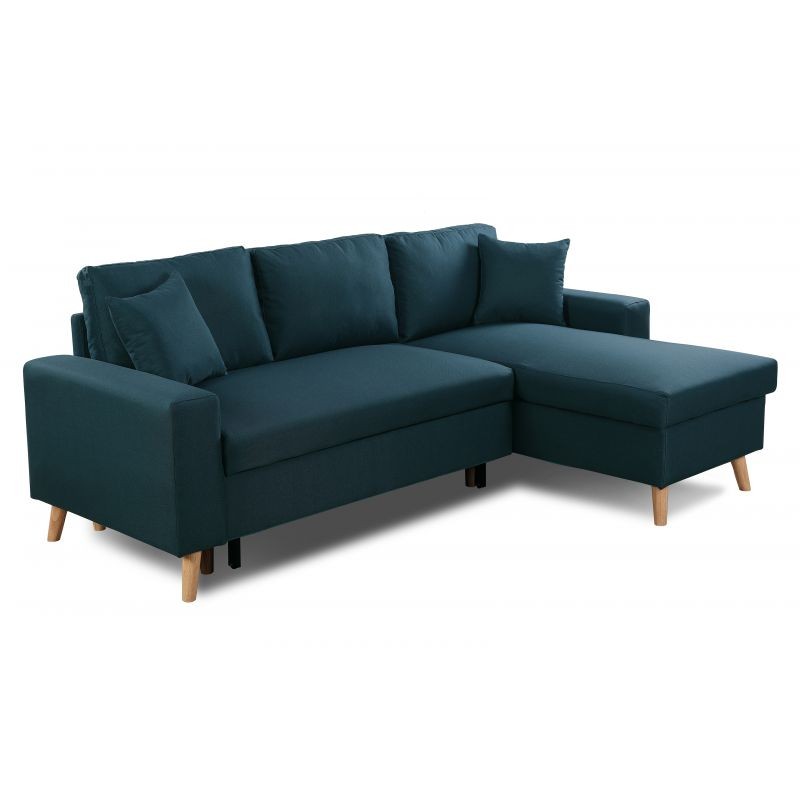 Scandinavian corner sofa convertible 4 places fabric CHOVIN (Petrol blue) - image 56797