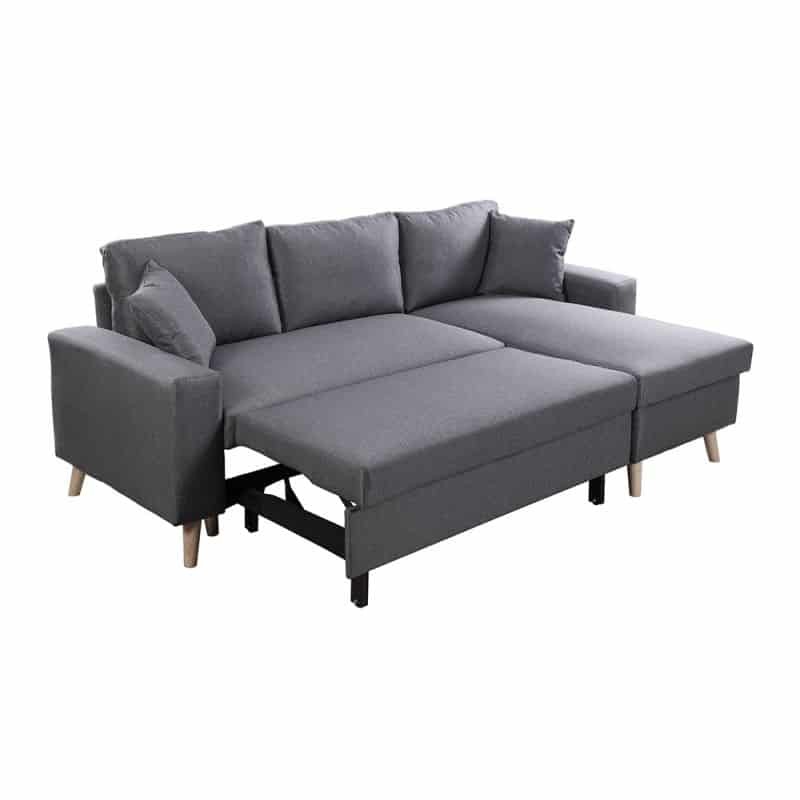 Scandinavian corner sofa convertible 4 places fabric CHOVIN (Dark grey) - image 56809