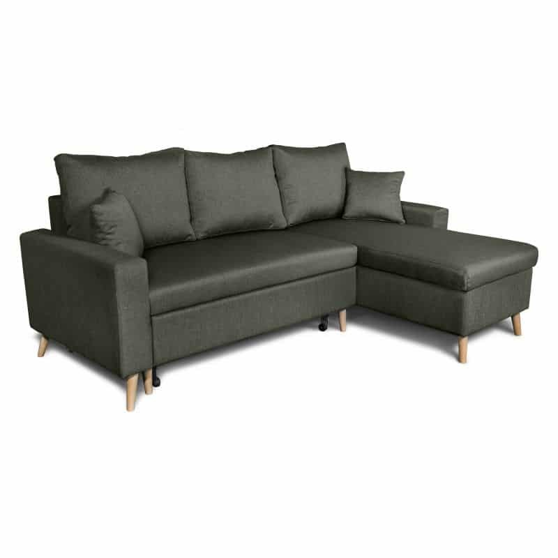 Scandinavian corner sofa convertible 4 places fabric CHOVIN (Dark green) - image 56823