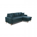 Scandinavian corner sofa convertible 4 places fabric CHOVIN (Dark green)
