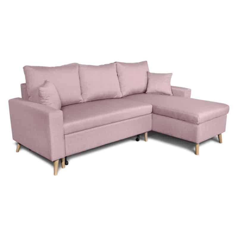 Scandinavian corner sofa convertible 4 places fabric CHOVIN (Old pink) - image 56844