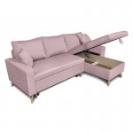 Scandinavian corner sofa convertible 4 places fabric CHOVIN (Old pink)
