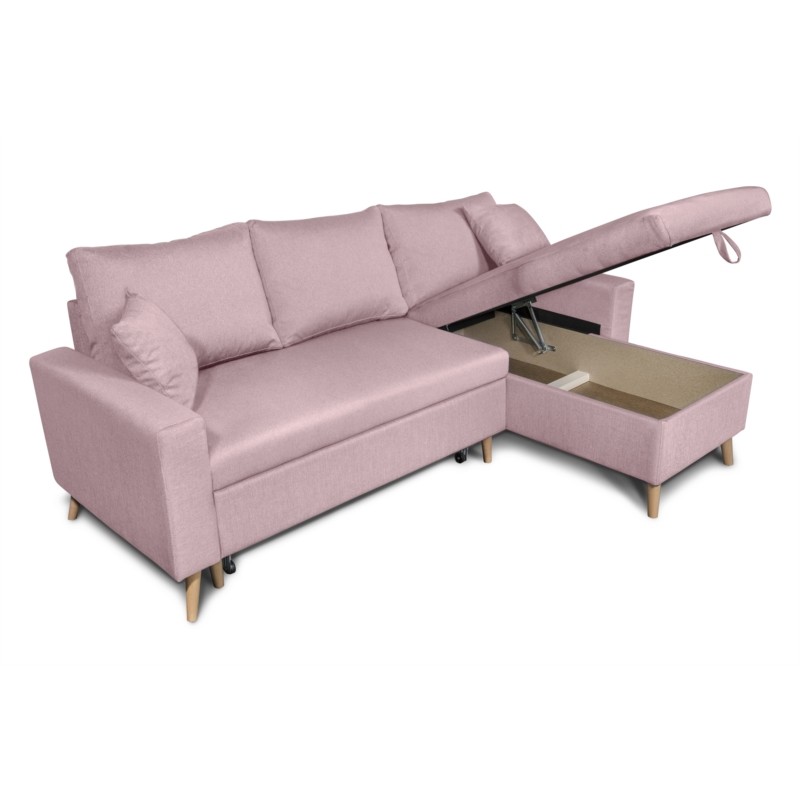 Scandinavian corner sofa convertible 4 places fabric CHOVIN (Old pink) - image 56845