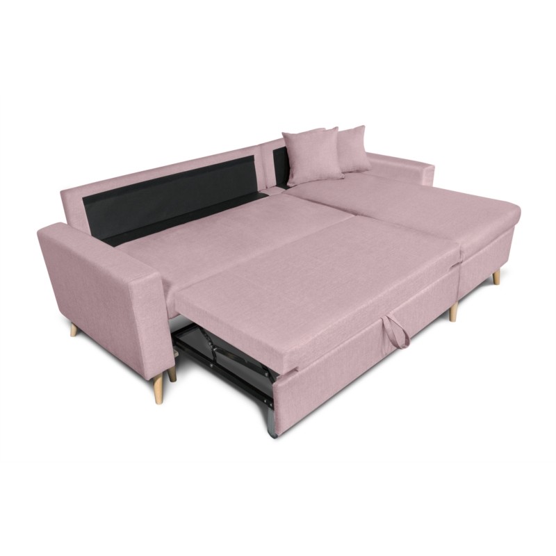 Scandinavian corner sofa convertible 4 places fabric CHOVIN (Old pink) - image 56846