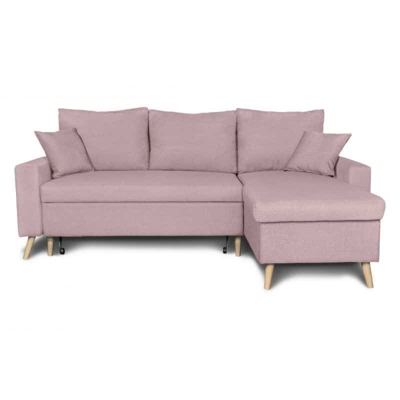 Scandinavian corner sofa convertible 4 places fabric CHOVIN (Old pink) - image 56849
