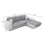 Convertible corner sofa 4 places imitation and microfiber Angle Right Bond (Grey, white)