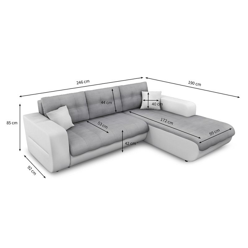 Convertible corner sofa 4 places imitation and microfiber Angle Right Bond (Grey, white) - image 56852