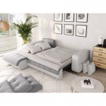 Convertible corner sofa 4 places imitation and microfiber Left Corner BOND (Grey, white)