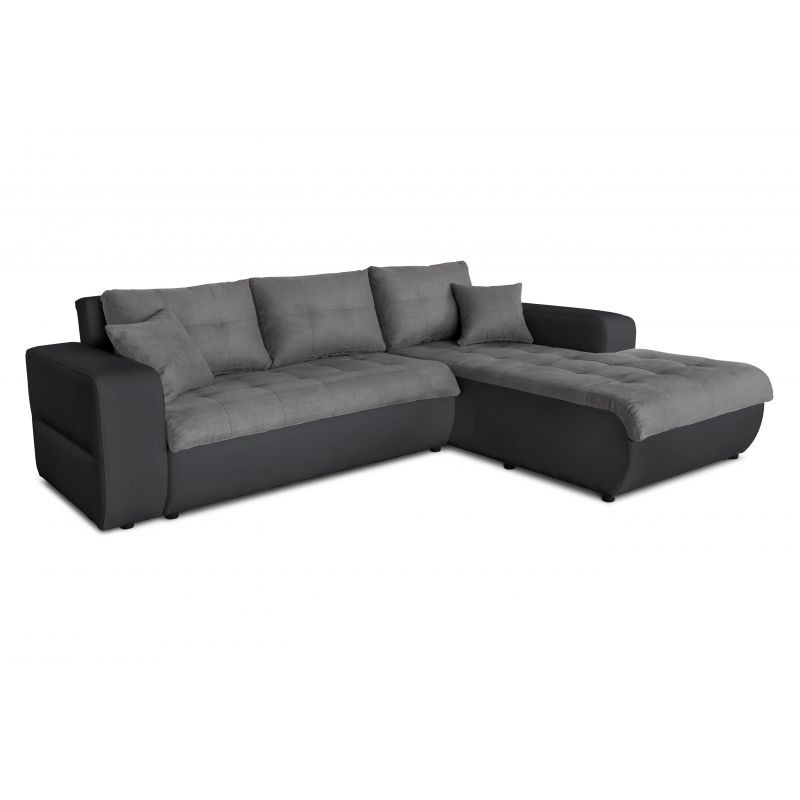 Convertible corner sofa 4 places imitation and microfiber Right Angle BOND (Grey, black) - image 56868
