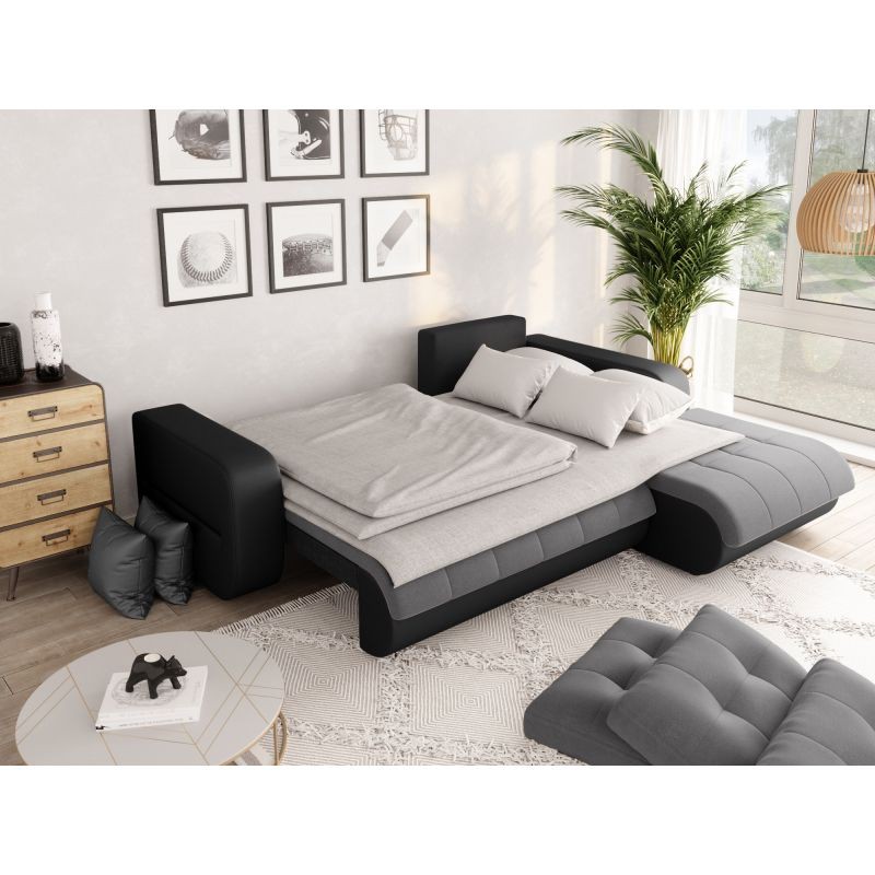 Convertible corner sofa 4 places imitation and microfiber Right Angle BOND (Grey, black) - image 56870
