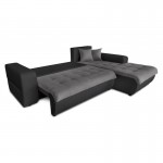 Convertible corner sofa 4 places imitation and microfiber Right Angle BOND (Grey, black)