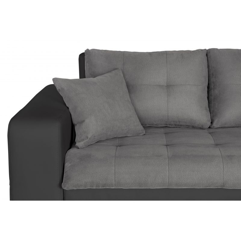Convertible corner sofa 4 places imitation and microfiber Right Angle BOND (Grey, black) - image 56872