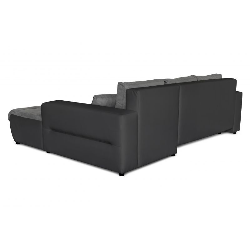 Convertible corner sofa 4 places imitation and microfiber Right Angle BOND (Grey, black) - image 56875