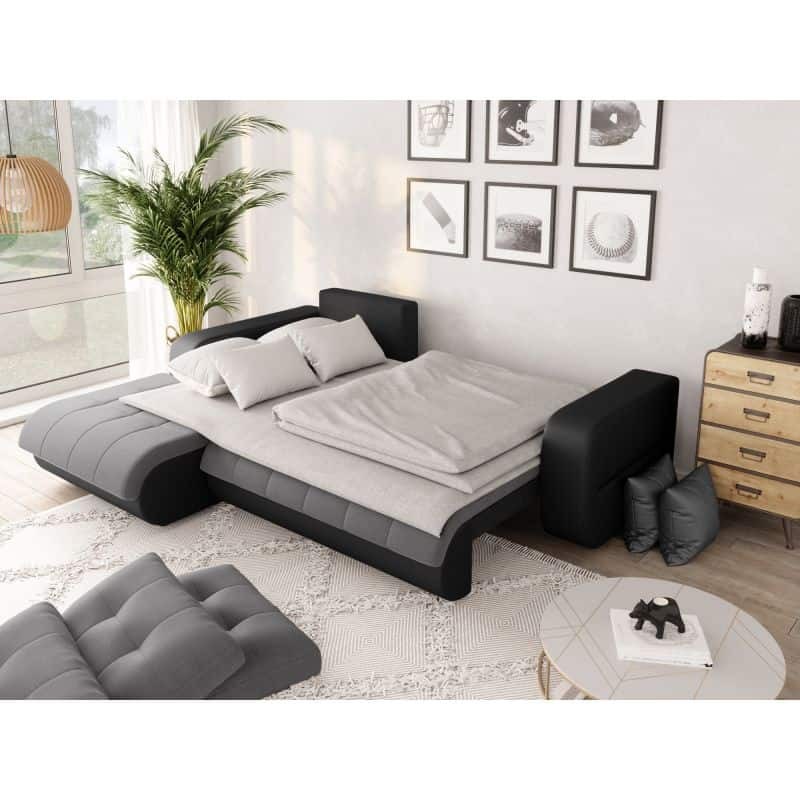 Convertible corner sofa 4 places imitation and microfiber Left Corner BOND (Grey, black) - image 56877