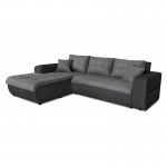 Convertible corner sofa 4 places imitation and microfiber Left Corner BOND (Grey, black)