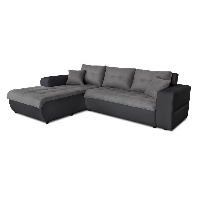 Convertible corner sofa 4 places imitation and microfiber Left Corner BOND (Grey, black) - image 56878