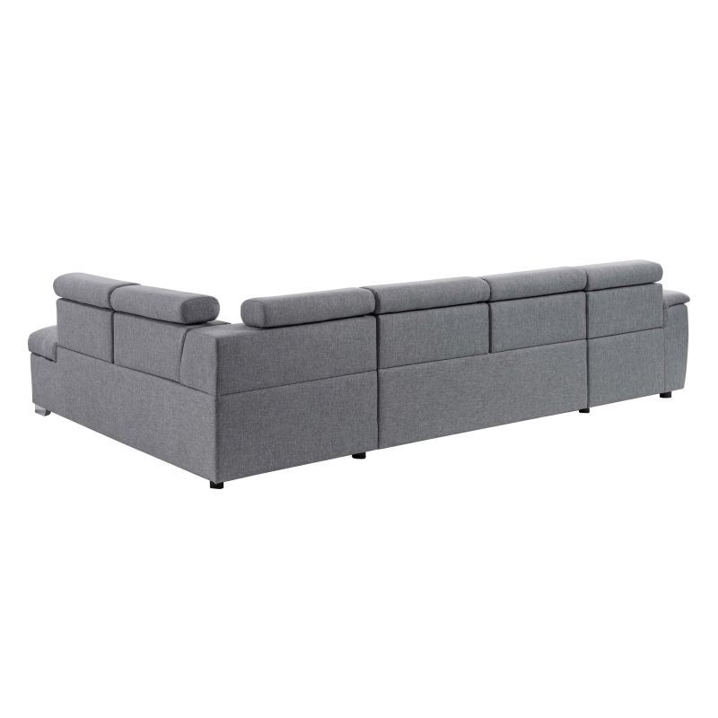 Convertible corner sofa 6 places fabric Right Angle PARMA (Grey) - image 56902