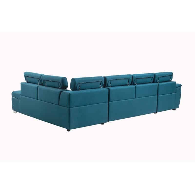 Convertible corner sofa 6 places fabric Right Angle PARMA (Blue) - image 56918