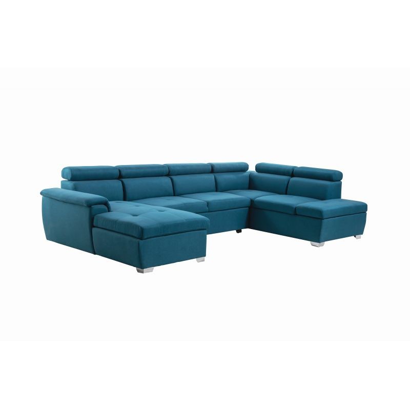 Convertible corner sofa 6 places fabric Right Angle PARMA (Blue) - image 56921