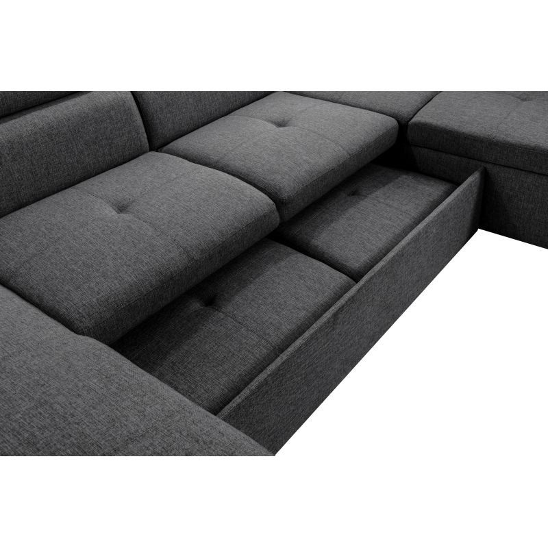 Convertible corner sofa 6 places fabric Right Angle PARMA (Dark grey) - image 56927