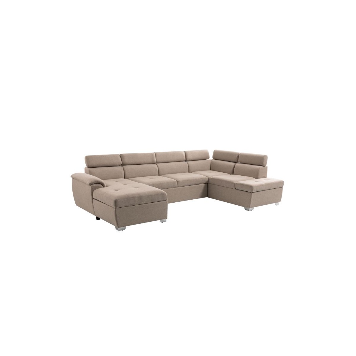 deeply Birthplace Snazzy Convertible corner sofa 6 places fabric Right Angle PARMA (Beige) - AMP  Story 8800