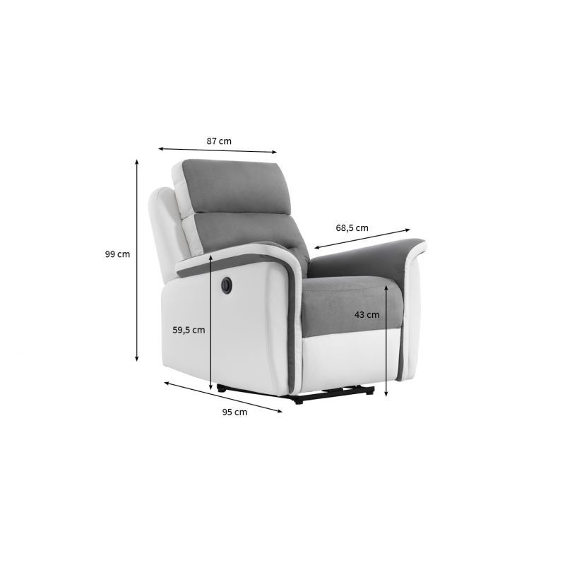 Electric relaxation chair in microfiber and imitation TONIO (Grey, white) - image 57069