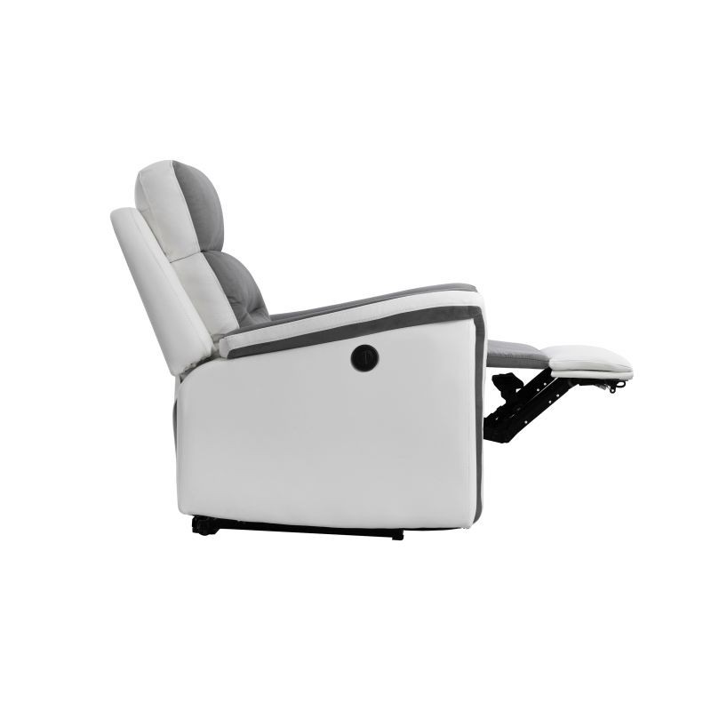 Electric relaxation chair in microfiber and imitation TONIO (Grey, white) - image 57071