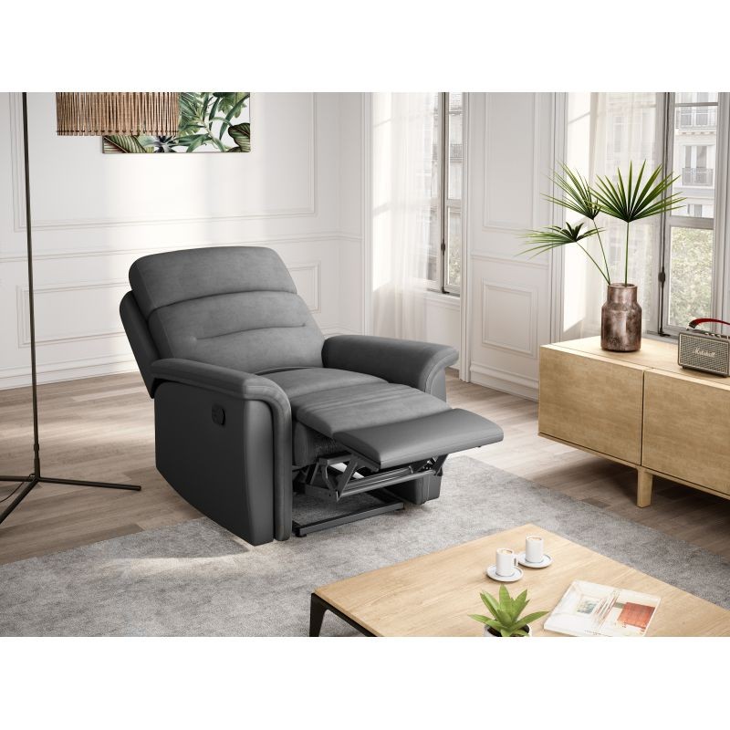 Electric relaxation chair in microfiber and imitation TONIO (Grey) - image 57086