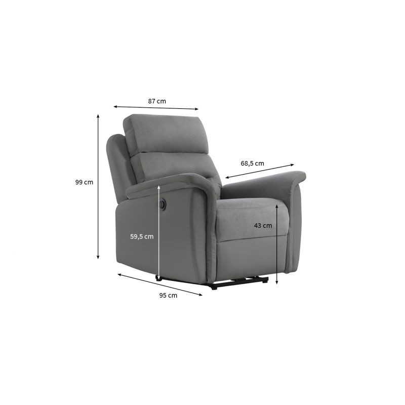 Electric relaxation chair in microfiber and imitation TONIO (Grey) - image 57090