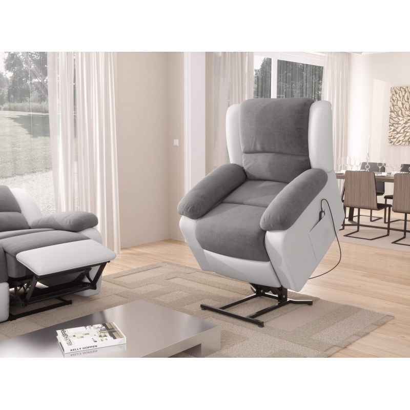 Electric relaxation chair with microfiber lifter and SHANA imitation (Grey, white) - image 57128