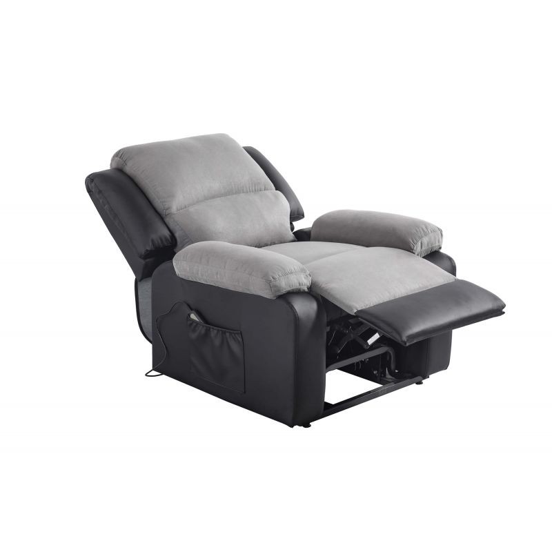 Sedia relax elettrica con sollevatore in microfibra e imitazione SHANA (grigio, nero) - image 57138