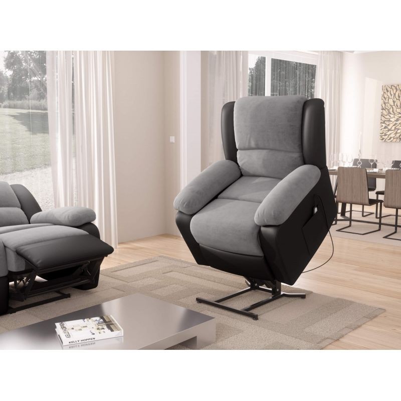 Electric relaxation chair with microfiber lifter and SHANA imitation (Grey, black) - image 57143