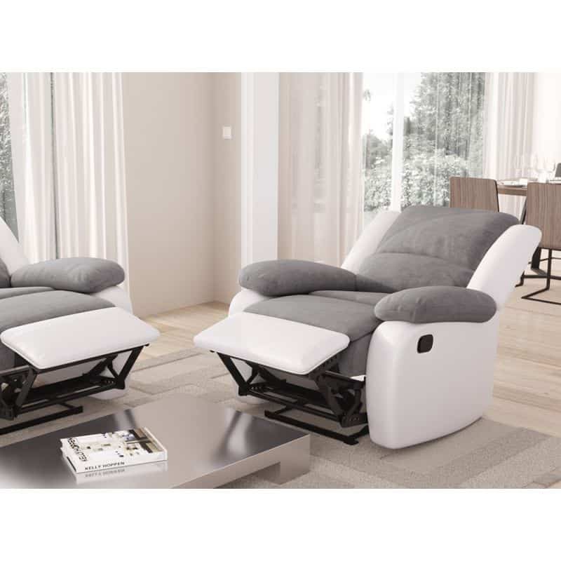 Manual relaxation chair in microfiber and imitation ATLAS (Grey, white) - image 57218