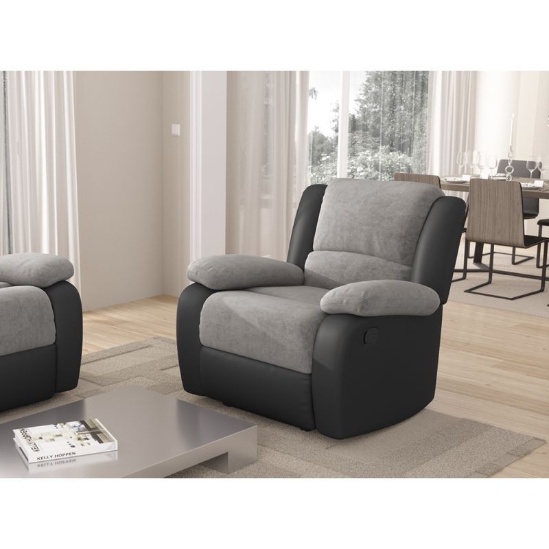 Manual relaxation chair in microfiber and imitation ATLAS (Grey, black) - image 57225