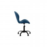 Chaise de bureau en tissu avec pieds noirs BEVERLY (Bleu pétrole)