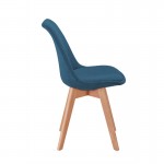 Set of 2 chairs fabric natural beech feet HEIDI (Petroleum Blue)