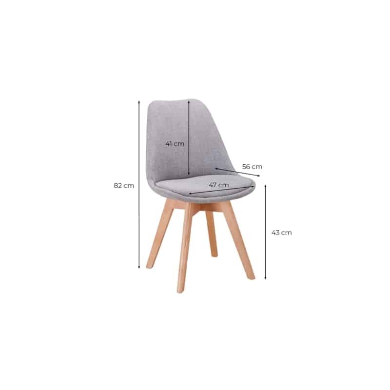 Set of 2 chairs fabric legs natural beech FEET HEIDI (Light Grey) - image 57408