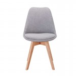 Set of 2 chairs fabric legs natural beech FEET HEIDI (Light Grey)